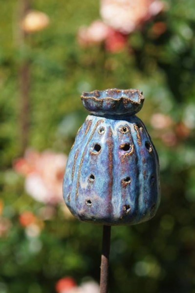 Mohnkapsel Blau Keramik